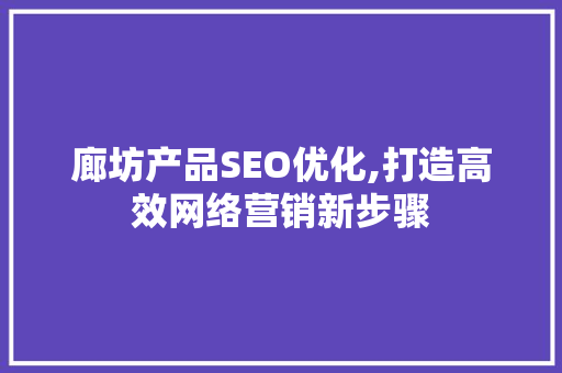 廊坊产品SEO优化,打造高效网络营销新步骤