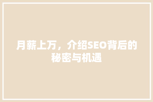 月薪上万，介绍SEO背后的秘密与机遇