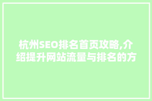 杭州SEO排名首页攻略,介绍提升网站流量与排名的方法