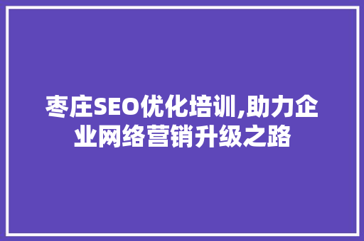 枣庄SEO优化培训,助力企业网络营销升级之路