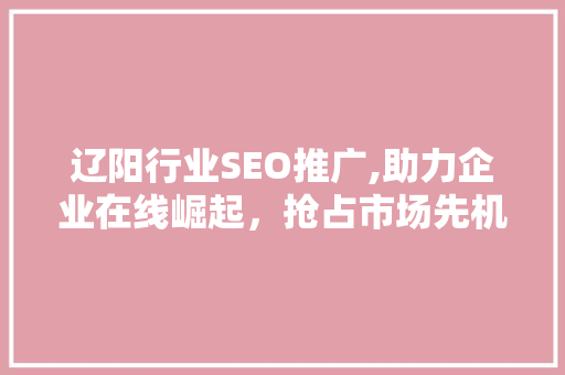 辽阳行业SEO推广,助力企业在线崛起，抢占市场先机