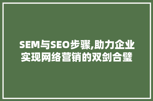 SEM与SEO步骤,助力企业实现网络营销的双剑合璧
