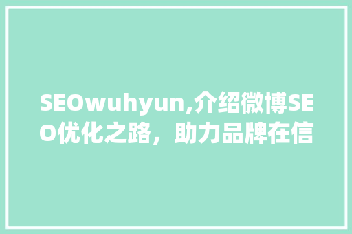 SEOwuhyun,介绍微博SEO优化之路，助力品牌在信息洪流中脱颖而出  第1张