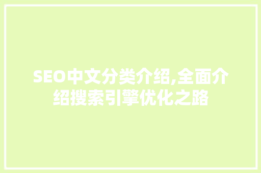 SEO中文分类介绍,全面介绍搜索引擎优化之路