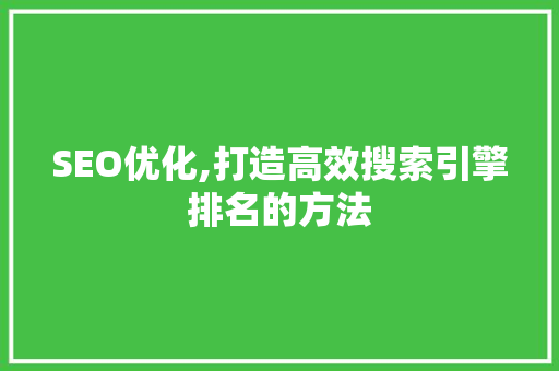SEO优化,打造高效搜索引擎排名的方法