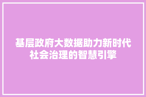 基层政府大数据助力新时代社会治理的智慧引擎  第1张