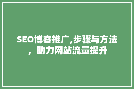 SEO博客推广,步骤与方法，助力网站流量提升