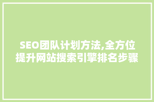 SEO团队计划方法,全方位提升网站搜索引擎排名步骤