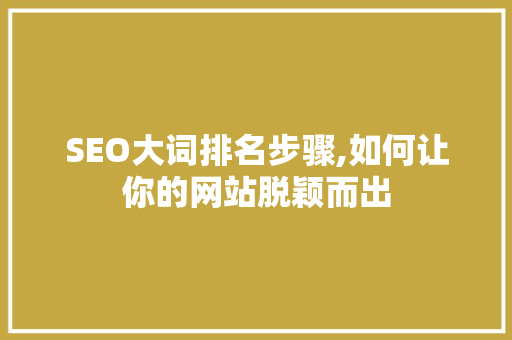 SEO大词排名步骤,如何让你的网站脱颖而出