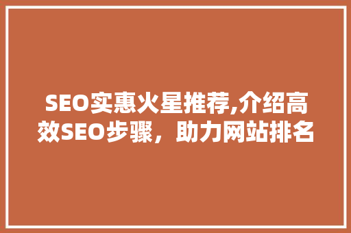 SEO实惠火星推荐,介绍高效SEO步骤，助力网站排名提升