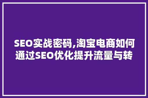 SEO实战密码,淘宝电商如何通过SEO优化提升流量与转化率