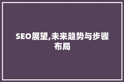 SEO展望,未来趋势与步骤布局