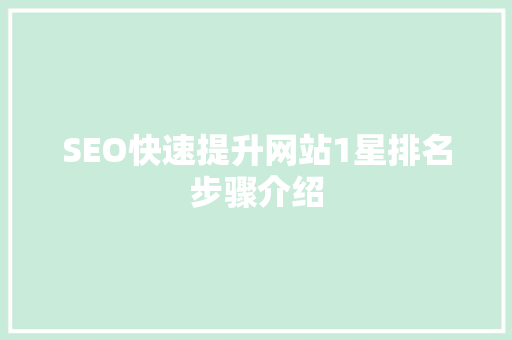 SEO快速提升网站1星排名步骤介绍
