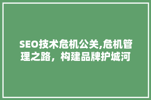 SEO技术危机公关,危机管理之路，构建品牌护城河