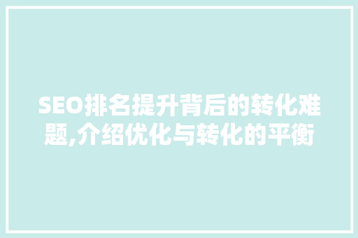 SEO排名提升背后的转化难题,介绍优化与转化的平衡之路  第1张