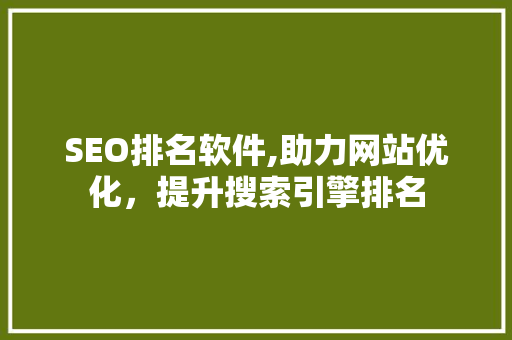 SEO排名软件,助力网站优化，提升搜索引擎排名