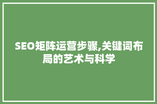 SEO矩阵运营步骤,关键词布局的艺术与科学