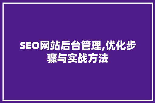 SEO网站后台管理,优化步骤与实战方法