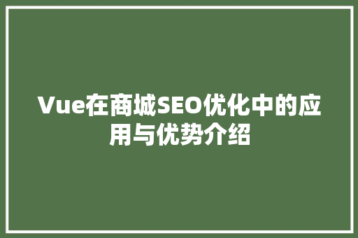 Vue在商城SEO优化中的应用与优势介绍