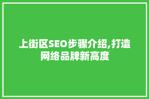 上街区SEO步骤介绍,打造网络品牌新高度