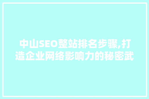 中山SEO整站排名步骤,打造企业网络影响力的秘密武器