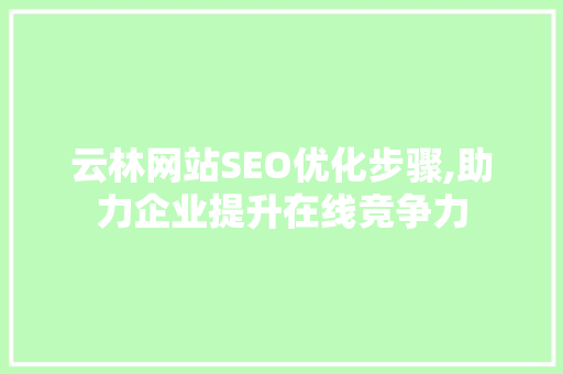 云林网站SEO优化步骤,助力企业提升在线竞争力