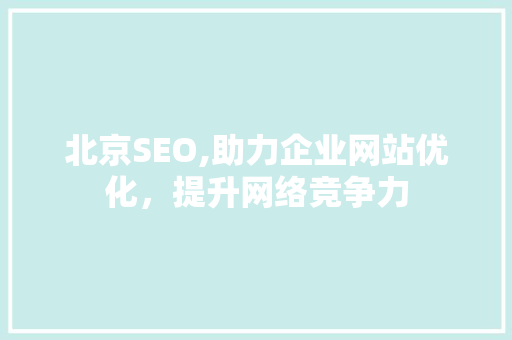 北京SEO,助力企业网站优化，提升网络竞争力