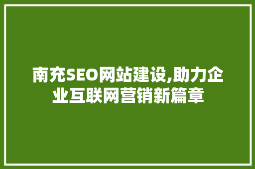 南充SEO网站建设,助力企业互联网营销新篇章  第1张