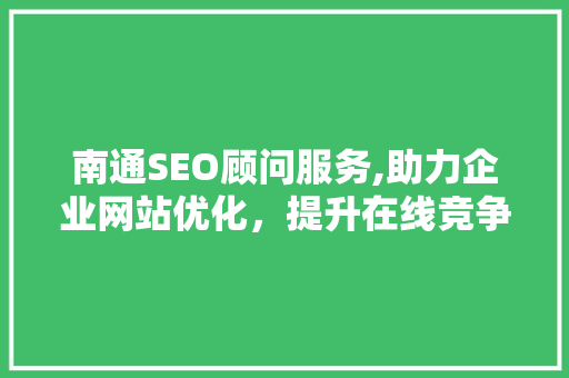 南通SEO顾问服务,助力企业网站优化，提升在线竞争力