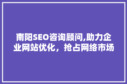 南阳SEO咨询顾问,助力企业网站优化，抢占网络市场制高点