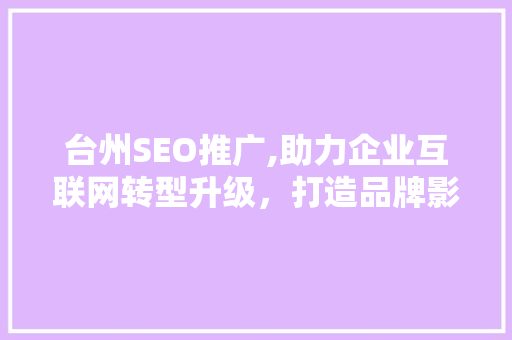台州SEO推广,助力企业互联网转型升级，打造品牌影响力