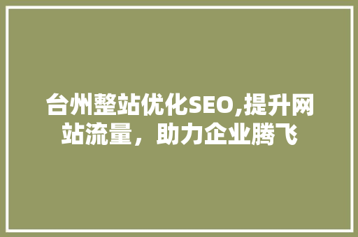 台州整站优化SEO,提升网站流量，助力企业腾飞
