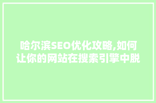 哈尔滨SEO优化攻略,如何让你的网站在搜索引擎中脱颖而出