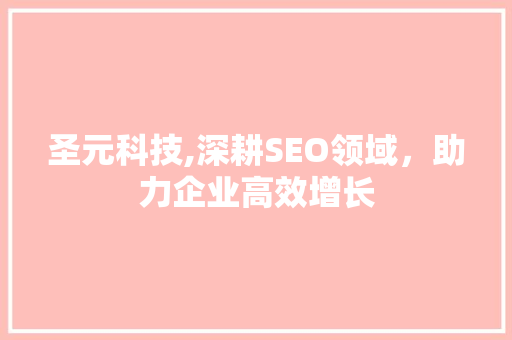 圣元科技,深耕SEO领域，助力企业高效增长