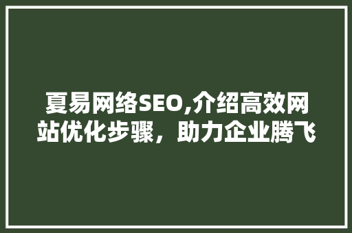 夏易网络SEO,介绍高效网站优化步骤，助力企业腾飞