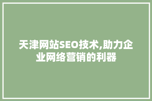 天津网站SEO技术,助力企业网络营销的利器
