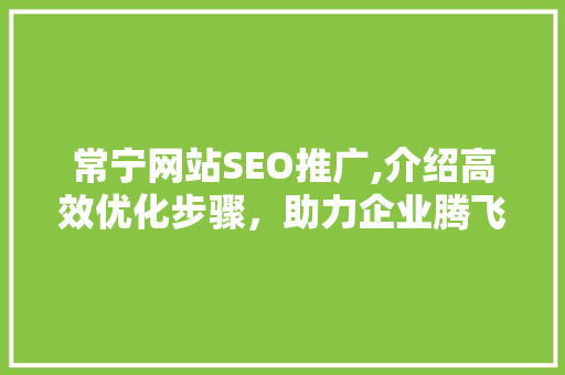 常宁网站SEO推广,介绍高效优化步骤，助力企业腾飞  第1张