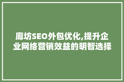 廊坊SEO外包优化,提升企业网络营销效益的明智选择