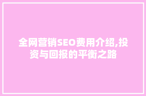 全网营销SEO费用介绍,投资与回报的平衡之路