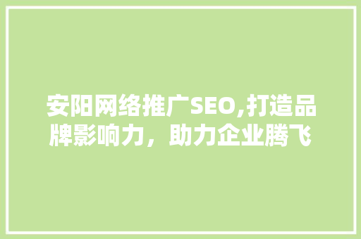 安阳网络推广SEO,打造品牌影响力，助力企业腾飞