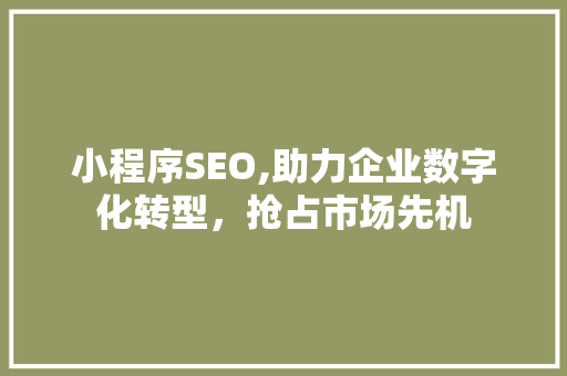 小程序SEO,助力企业数字化转型，抢占市场先机