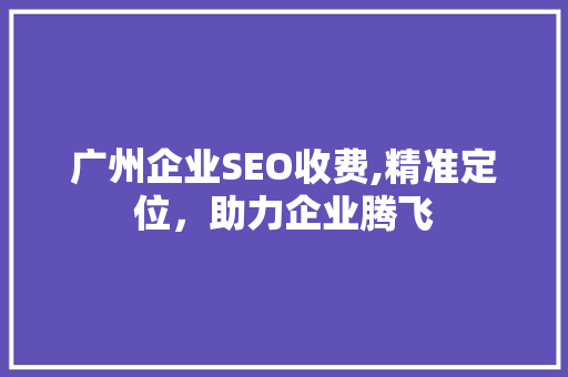 广州企业SEO收费,精准定位，助力企业腾飞