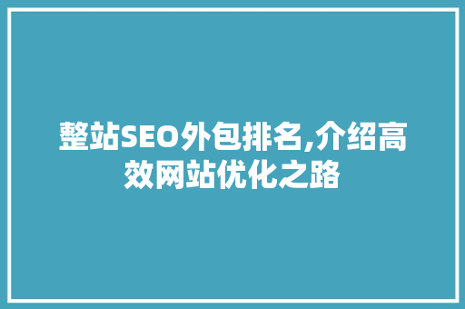 整站SEO外包排名,介绍高效网站优化之路  第1张