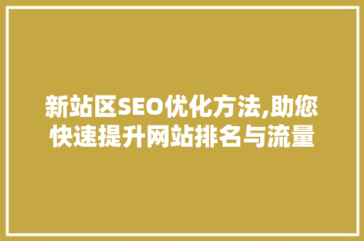 新站区SEO优化方法,助您快速提升网站排名与流量