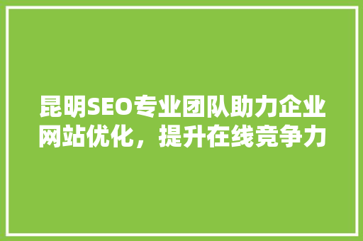 昆明SEO专业团队助力企业网站优化，提升在线竞争力