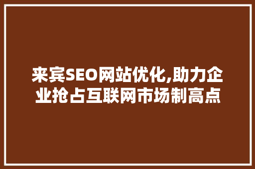 来宾SEO网站优化,助力企业抢占互联网市场制高点