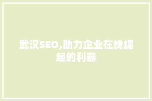 武汉SEO,助力企业在线崛起的利器