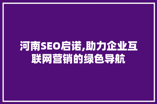 河南SEO启诺,助力企业互联网营销的绿色导航