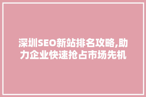 深圳SEO新站排名攻略,助力企业快速抢占市场先机