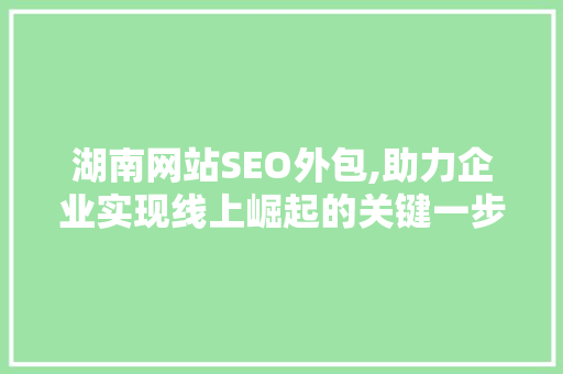 湖南网站SEO外包,助力企业实现线上崛起的关键一步